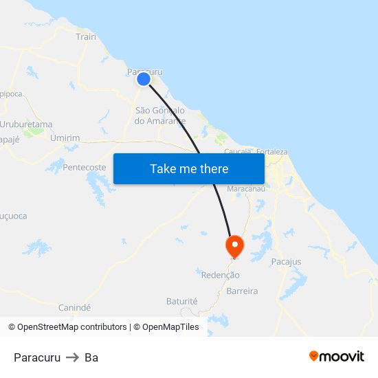 Paracuru to Ba map