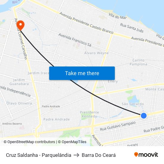 Cruz Saldanha - Parquelândia to Barra Do Ceará map