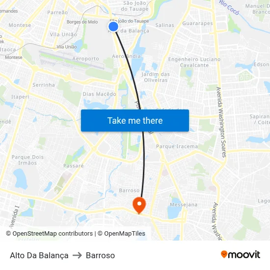 Alto Da Balança to Barroso map