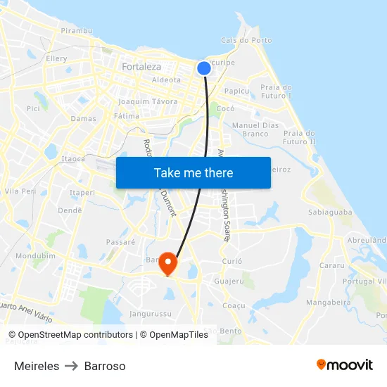 Meireles to Barroso map
