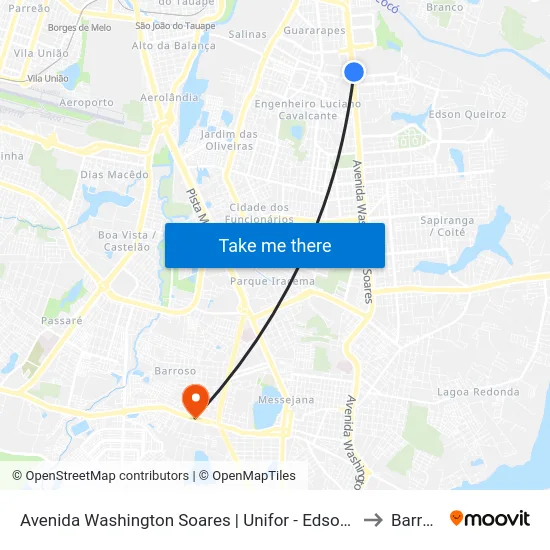 Avenida Washington Soares | Unifor - Edson Queiroz to Barroso map