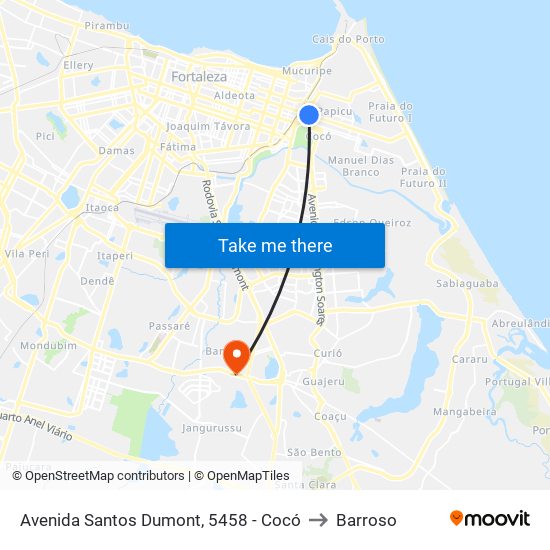 Avenida Santos Dumont, 5458 - Cocó to Barroso map