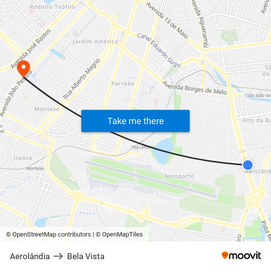 Aerolândia to Bela Vista map