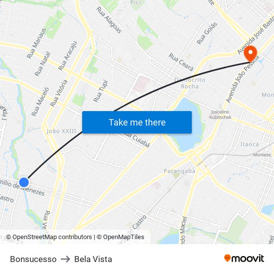 Bonsucesso to Bela Vista map