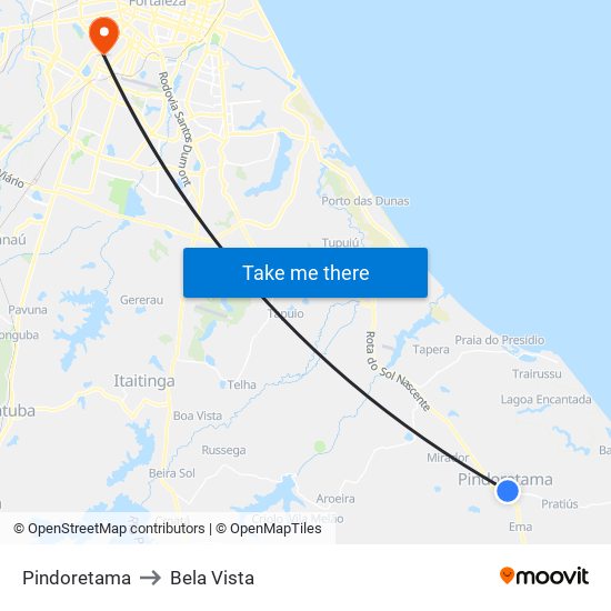 Pindoretama to Bela Vista map