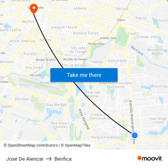 José De Alencar to Benfica map