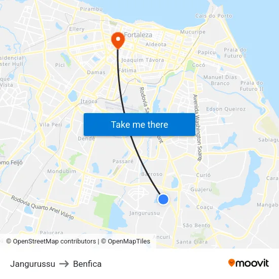 Jangurussu to Benfica map