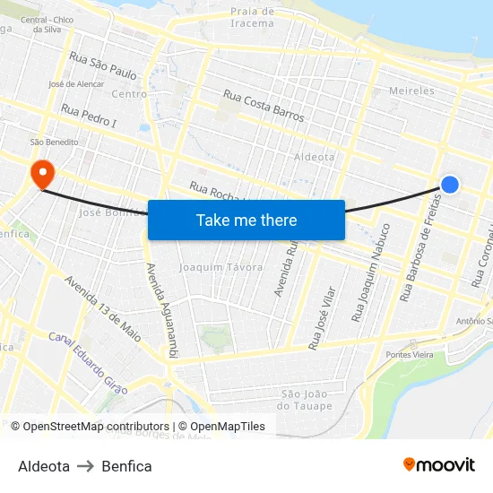 Aldeota to Benfica map