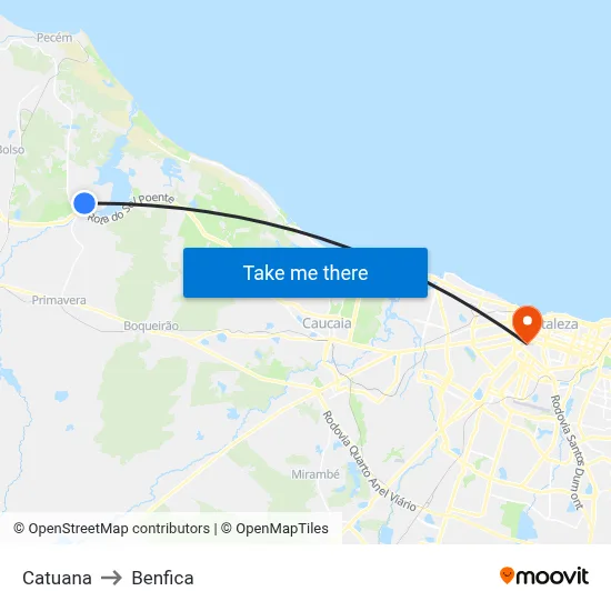 Catuana to Benfica map
