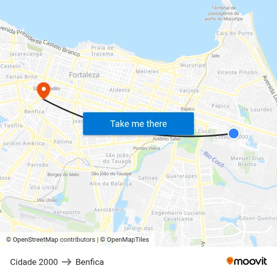 Cidade 2000 to Benfica map