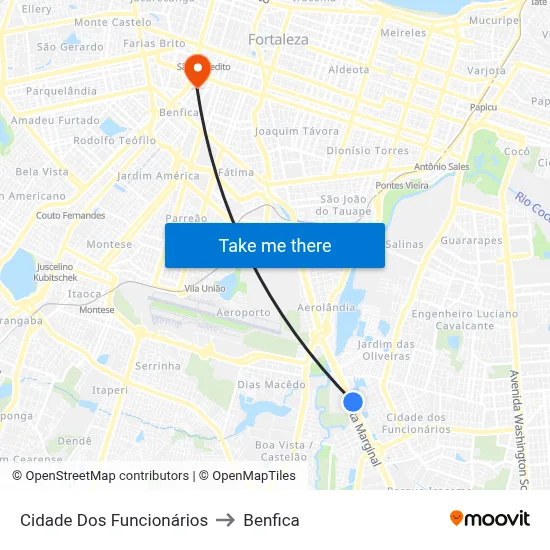 Cidade Dos Funcionários to Benfica map