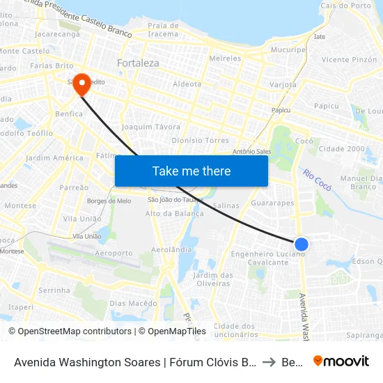 Avenida Washington Soares | Fórum Clóvis Beviláqua - Edson Queiroz to Benfica map