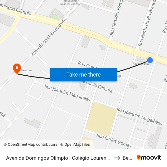 Avenida Domingos Olímpio | Colégio Lourenço Filho - José Bonifácio to Benfica map