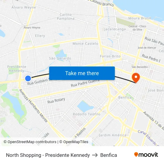 North Shopping - Presidente Kennedy to Benfica map