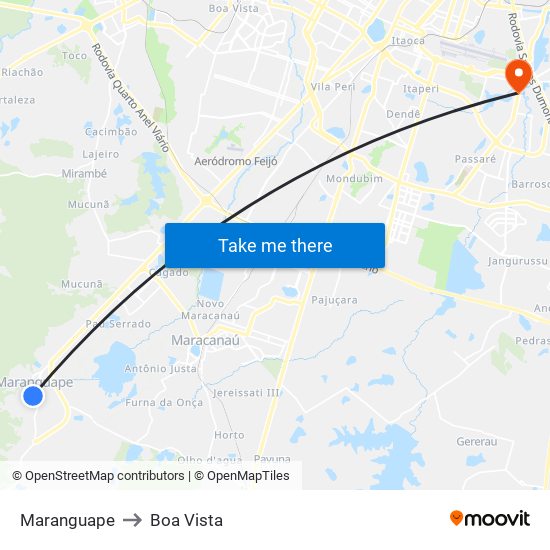 Maranguape to Boa Vista map