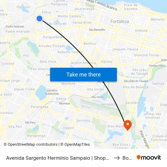 Avenida Sargento Hermínio Sampaio | Shopping Riomar Kennedy - Presidente Kennedy to Boa Vista map