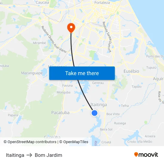Itaitinga to Bom Jardim map