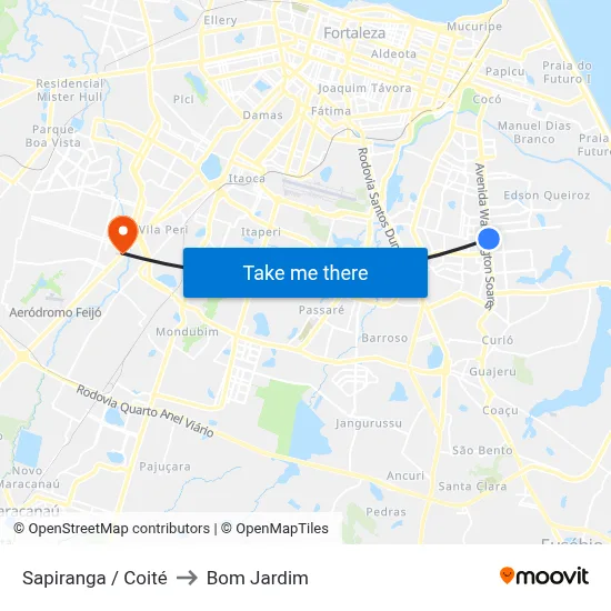 Sapiranga / Coité to Bom Jardim map