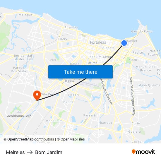 Meireles to Bom Jardim map