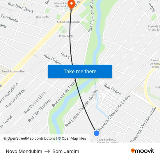 Novo Mondubim to Bom Jardim map