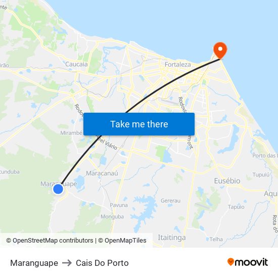 Maranguape to Cais Do Porto map