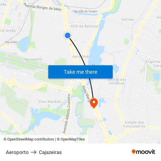 Aeroporto to Cajazeiras map