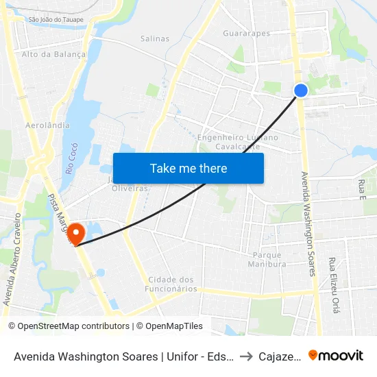 Avenida Washington Soares | Unifor - Edson Queiroz to Cajazeiras map
