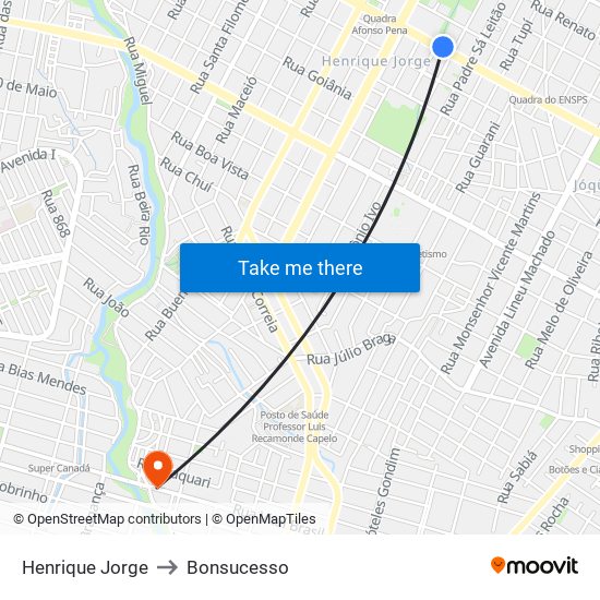 Henrique Jorge to Bonsucesso map