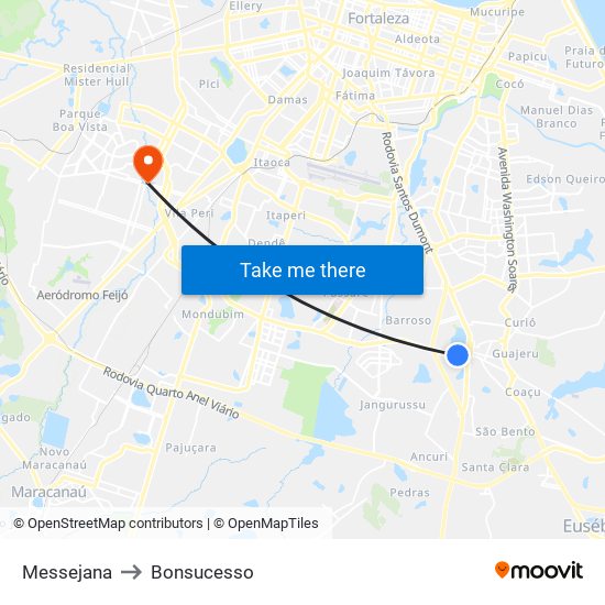 Messejana to Bonsucesso map