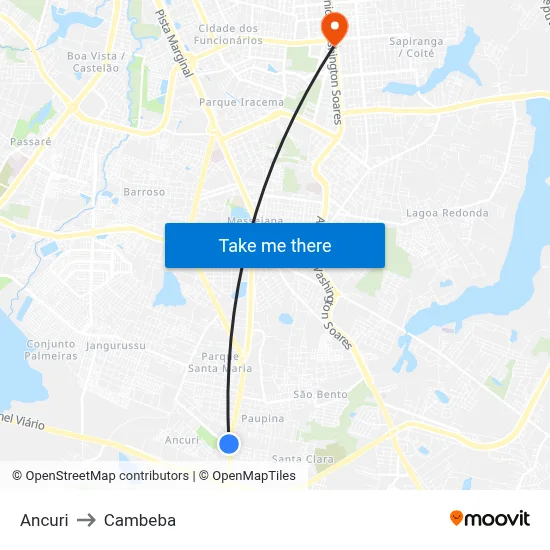 Ancuri to Cambeba map