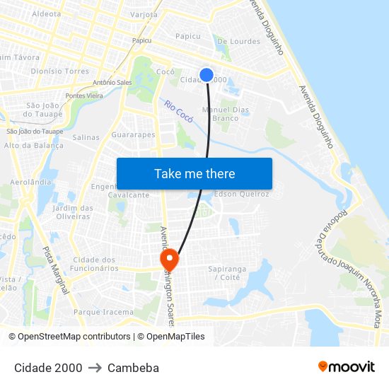 Cidade 2000 to Cambeba map