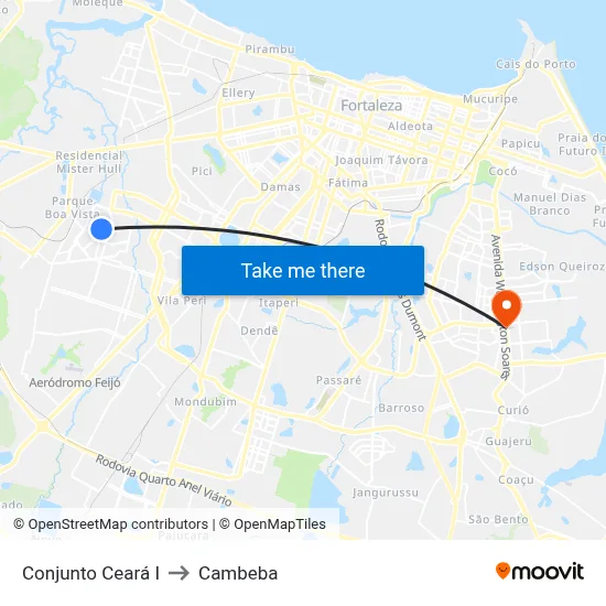 Conjunto Ceará I to Cambeba map