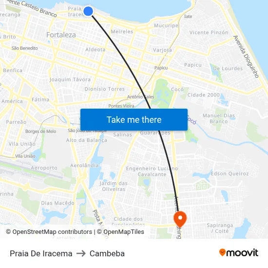 Praia De Iracema to Cambeba map