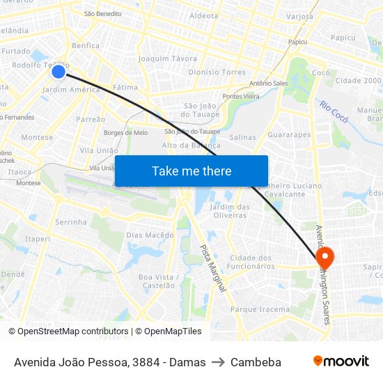 Avenida João Pessoa, 3884 - Damas to Cambeba map