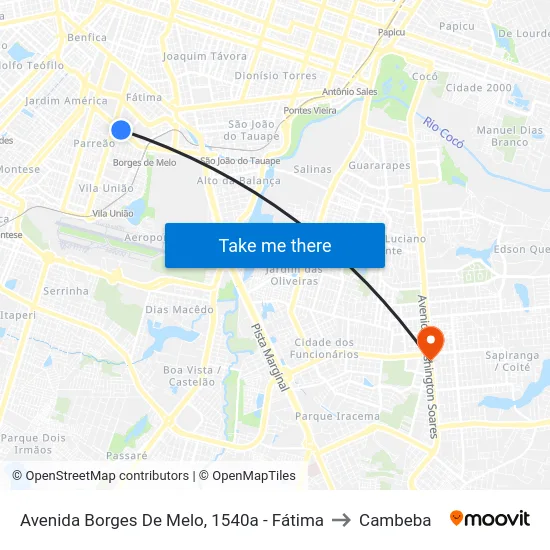 Avenida Borges De Melo, 1540a - Fátima to Cambeba map