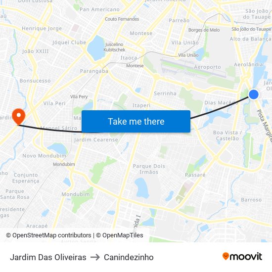 Jardim Das Oliveiras to Canindezinho map