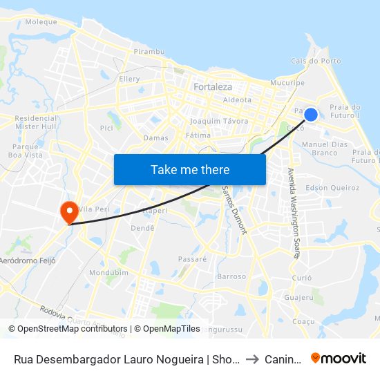 Rua Desembargador Lauro Nogueira | Shopping Riomar Fortaleza - Papicu to Canindezinho map