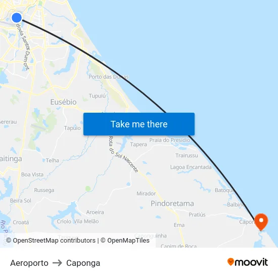 Aeroporto to Caponga map