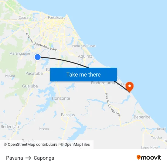 Pavuna to Caponga map