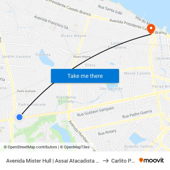 Avenida Mister Hull | Assaí Atacadista (Seletivo) - Padre Andrade to Carlito Pamplona map