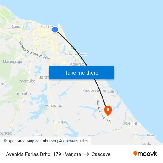 Avenida Farias Brito, 179 - Varjota to Cascavel map