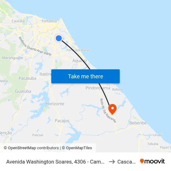 Avenida Washington Soares, 4306 - Cambeba to Cascavel map