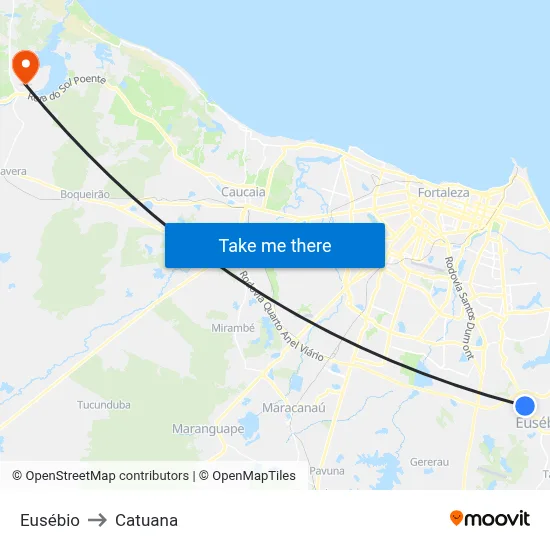 Eusébio to Catuana map