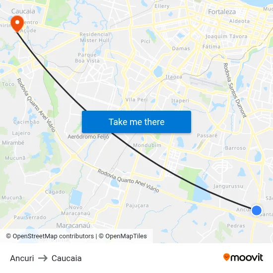 Ancuri to Caucaia map