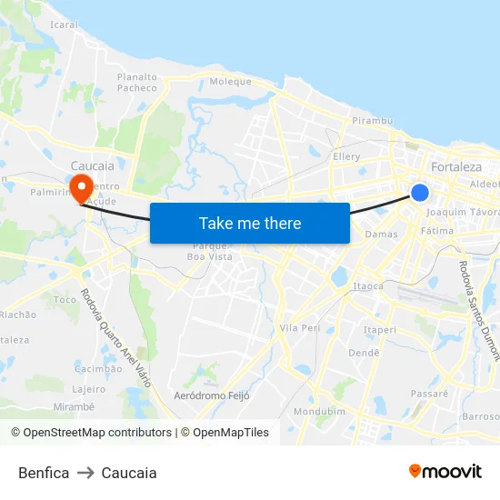Benfica to Caucaia map