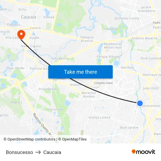 Bonsucesso to Caucaia map