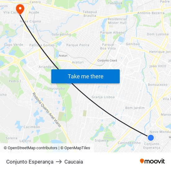 Conjunto Esperança to Caucaia map