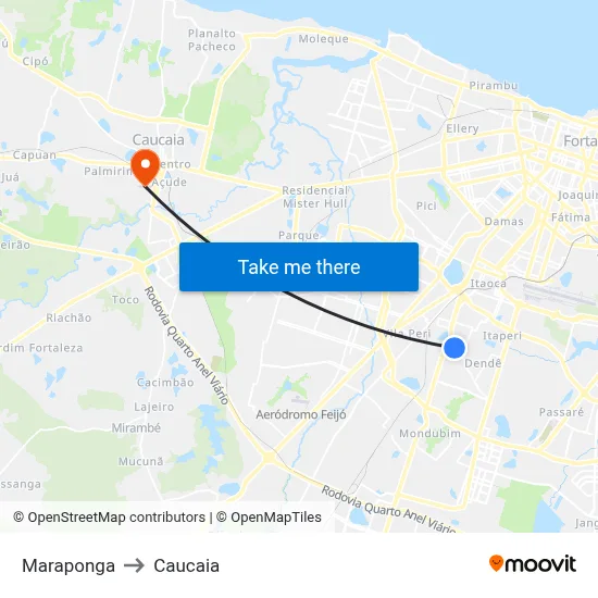 Maraponga to Caucaia map