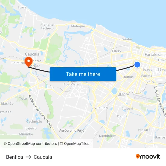 Benfica to Caucaia map