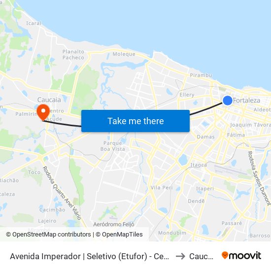 Avenida Imperador | Seletivo (Etufor) - Centro to Caucaia map